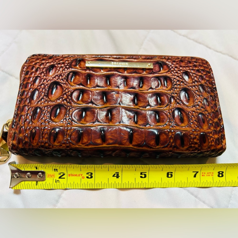 Brahmin Brown Pecan Crocodile Embossed Zip around wallet